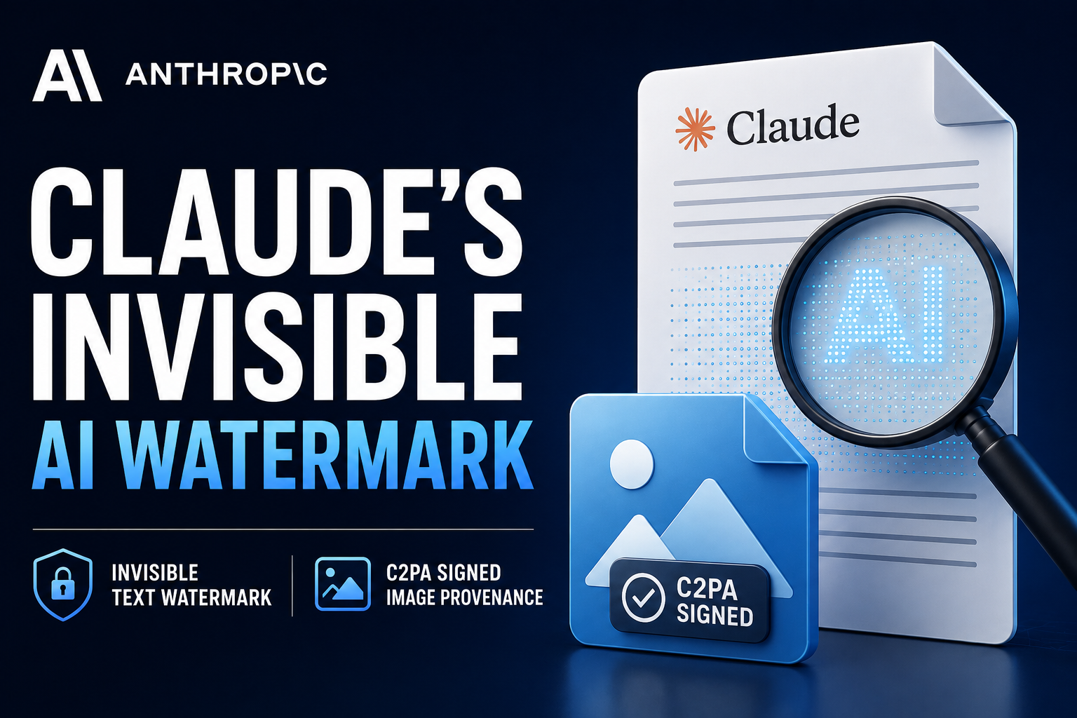 Anthropic Claude invisible watermark on AI-generated text and C2PA image provenance