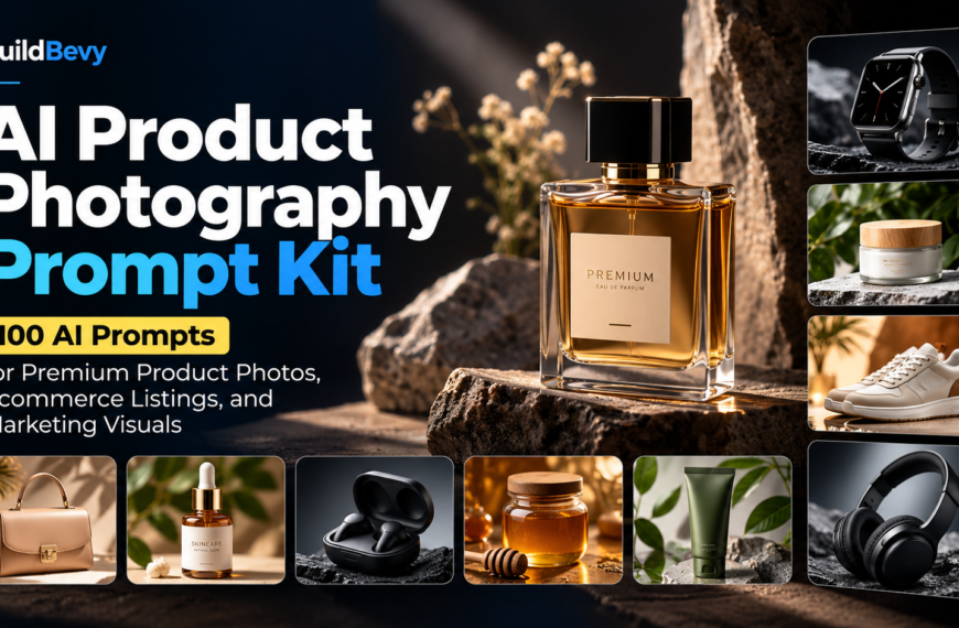 AI Product Photography Prompt Kit – 100 AI Prompts for Premium Product Photos by BuildBevy