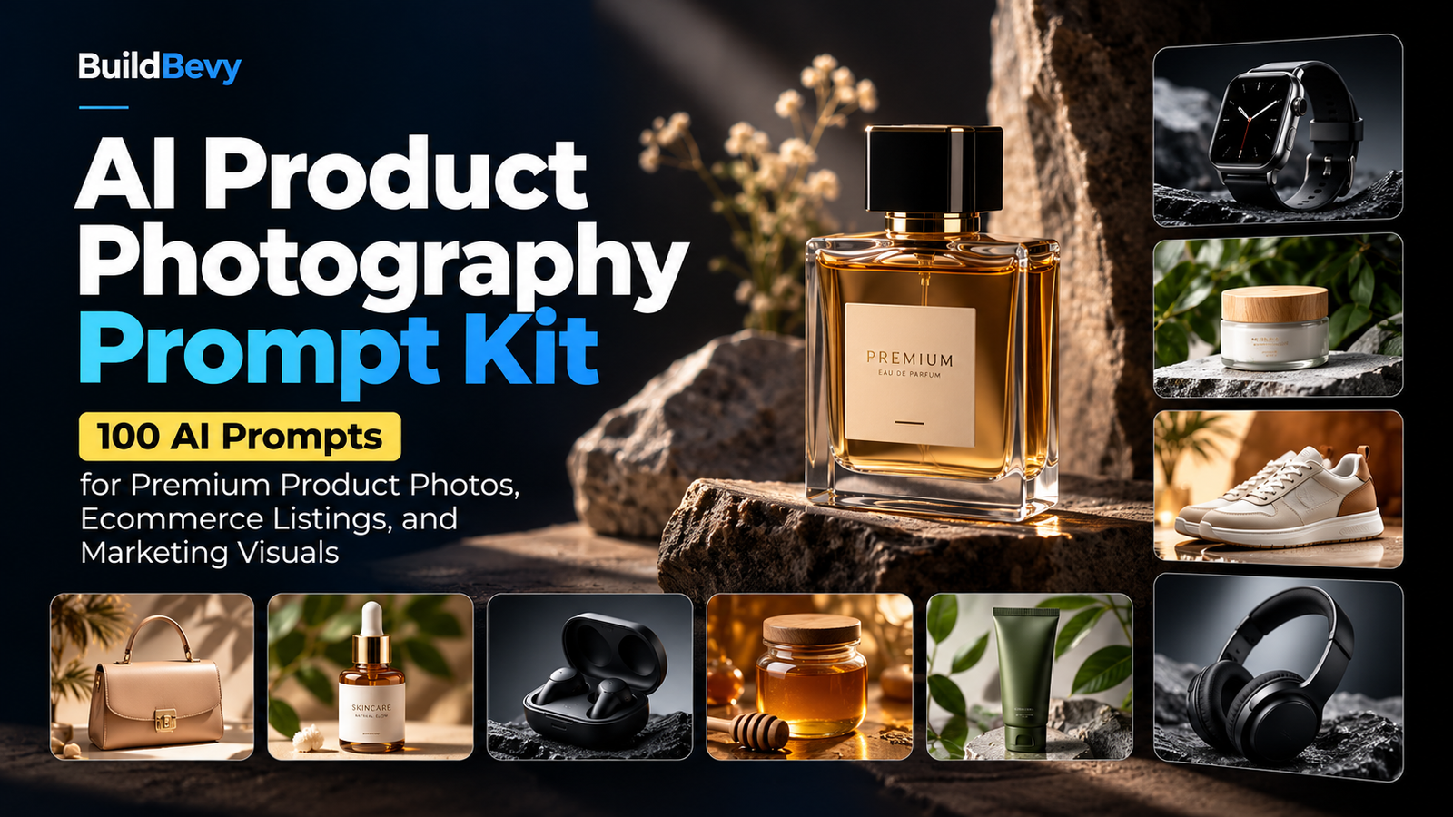 AI Product Photography Prompt Kit – 100 AI Prompts for Premium Product Photos by BuildBevy