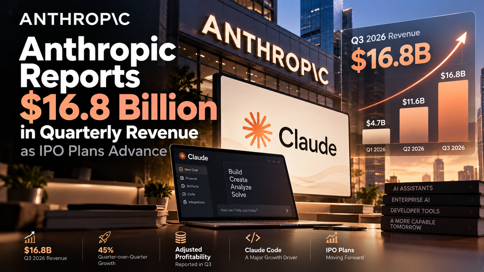 Anthropic reports $16.8 billion in quarterly revenue as the Claude AI company prepares for a potential IPO